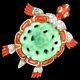Trifari'Alfred Philippe' Red Enamel and Green Jade Ming Turtle Pin Clip