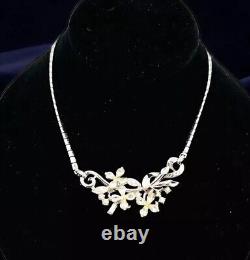 Trifari Alfred Philippe Rhinestone Star Flower Necklace Vintage 1950s Patented