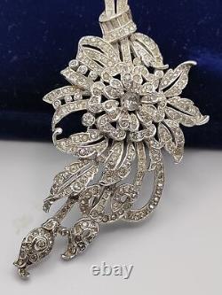 Trifari Alfred Philippe Rhinestones Flower Bouquet Fur Clip Brooch 1940