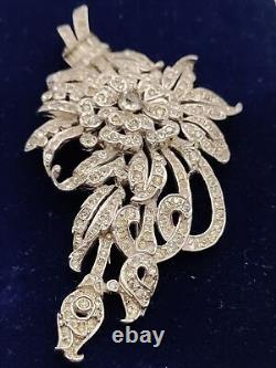 Trifari Alfred Philippe Rhinestones Flower Bouquet Fur Clip Brooch 1940