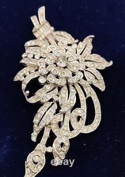 Trifari Alfred Philippe Rhinestones Flower Bouquet Fur Clip Brooch 1940