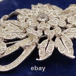 Trifari Alfred Philippe Rhinestones Flower Bouquet Fur Clip Brooch 1940