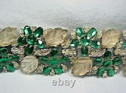 Trifari Alfred Philippe Rs Bracelet Emerald Green/clr Rs & Frosted Artglass