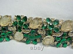 Trifari Alfred Philippe Rs Bracelet Emerald Green/clr Rs & Frosted Artglass