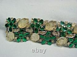 Trifari Alfred Philippe Rs Bracelet Emerald Green/clr Rs & Frosted Artglass