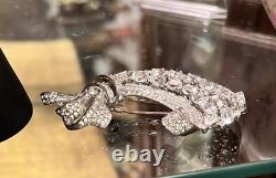 Trifari Alfred Philippe STERLING Pave Prong Rhinestone Bow Dimensional Fur Clip