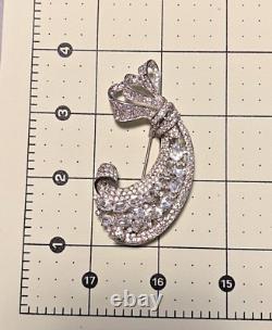 Trifari Alfred Philippe STERLING Pave Prong Rhinestone Bow Dimensional Fur Clip