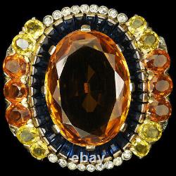 Trifari Alfred Philippe Sapphire Baguettes Citrine & Topaz Flower Cluster Pin