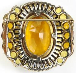 Trifari Alfred Philippe Sapphire Baguettes Citrine & Topaz Flower Cluster Pin