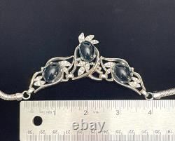 Trifari Alfred Philippe Sapphire Cabochon Necklace Rare Design Signed FREE SHIP