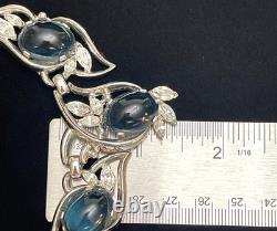 Trifari Alfred Philippe Sapphire Cabochon Necklace Rare Design Signed FREE SHIP