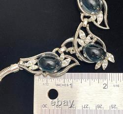 Trifari Alfred Philippe Sapphire Cabochon Necklace Rare Design Signed FREE SHIP