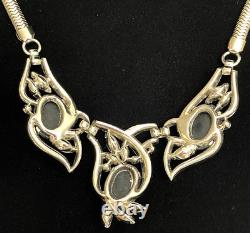 Trifari Alfred Philippe Sapphire Cabochon Necklace Rare Design Signed FREE SHIP