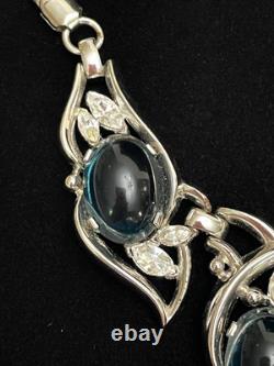 Trifari Alfred Philippe Sapphire Cabochon Necklace Rare Design Signed FREE SHIP