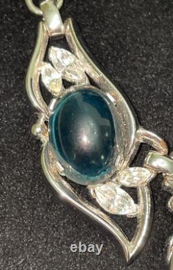 Trifari Alfred Philippe Sapphire Cabochon Necklace Rare Design Signed FREE SHIP