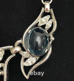 Trifari Alfred Philippe Sapphire Cabochon Necklace Rare Design Signed FREE SHIP