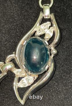 Trifari Alfred Philippe Sapphire Cabochon Necklace Rare Design Signed FREE SHIP