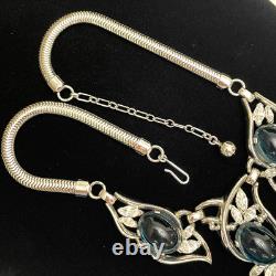 Trifari Alfred Philippe Sapphire Cabochon Necklace Rare Design Signed FREE SHIP