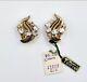 Trifari Alfred Philippe Signed Gold Tone Rhinestone Clip On Earrings With Tags