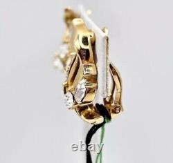 Trifari Alfred Philippe Signed Gold Tone Rhinestone Clip On Earrings With Tags