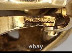 Trifari Alfred Philippe Signed Gold Tone Rhinestone Clip On Earrings With Tags