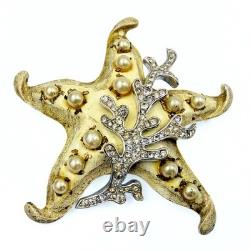 Trifari Alfred Philippe Signed Tropical Fantasies Faux Pearl Starfish Brooch