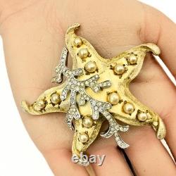 Trifari Alfred Philippe Signed Tropical Fantasies Faux Pearl Starfish Brooch
