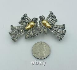 Trifari Alfred Philippe Silver Tone Pearl Belly Duette Swallow Birds Pin