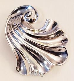 Trifari Alfred Philippe Silvertone Deco Fan Swirl Pin Clip Des. Pat. No. 137545