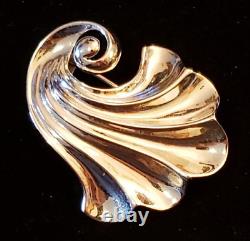 Trifari Alfred Philippe Silvertone Deco Fan Swirl Pin Clip Des. Pat. No. 137545
