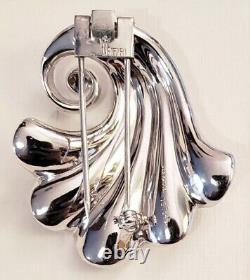 Trifari Alfred Philippe Silvertone Deco Fan Swirl Pin Clip Des. Pat. No. 137545