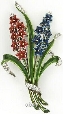 Trifari'Alfred Philippe' Smaller Red and Blue Double Hyacinth Pin
