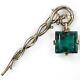 Trifari Alfred Philippe Square Cut Emerald Pendant from Gold Branch Lantern Pin