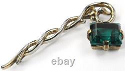 Trifari Alfred Philippe Square Cut Emerald Pendant from Gold Branch Lantern Pin