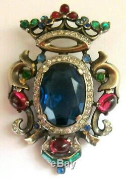 Trifari Alfred Philippe Sterling Heraldic Crown & Crest Pin Brooch Vtg Signed