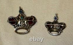 Trifari Alfred Philippe Sterling Silver Crown Pin Set & Earrings
