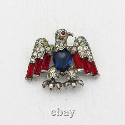 Trifari Alfred Philippe Sterling Silver Rhinestone WWII Patriotic Eagle Pin