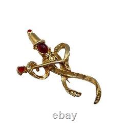 Trifari Alfred Philippe Style Ruby Cabochon Pave Marching Drum Major Brooch Pin