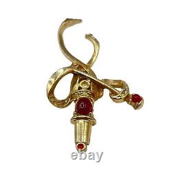 Trifari Alfred Philippe Style Ruby Cabochon Pave Marching Drum Major Brooch Pin