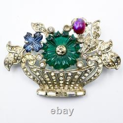 Trifari Alfred Philippe Tutti Frutti Fruit Salad Basket Pin Brooch KTF Art Deco