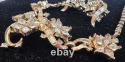 Trifari Alfred Philippe Twinkle 1952 Gold Tone Rhinestone Necklace Earrings Set