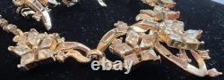Trifari Alfred Philippe Twinkle 1952 Gold Tone Rhinestone Necklace Earrings Set