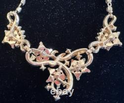 Trifari Alfred Philippe Twinkle 1952 Gold Tone Rhinestone Necklace Earrings Set