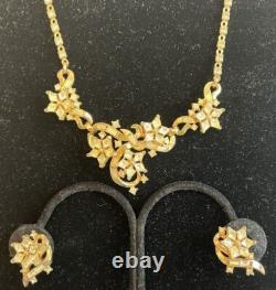 Trifari Alfred Philippe Twinkle 1952 Gold Tone Rhinestone Necklace Earrings Set