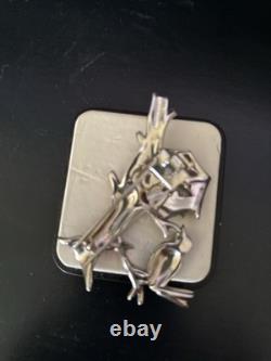 Trifari'Alfred Philippe' Two Lovebirds in a Tree with Birdhouse Bird Pin Clip