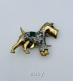 Trifari Alfred Philippe Vintage Gold Plated Scottie Dog Rhinestone Small Pin