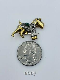 Trifari Alfred Philippe Vintage Gold Plated Scottie Dog Rhinestone Small Pin