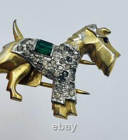 Trifari Alfred Philippe Vintage Gold Plated Scottie Dog Rhinestone Small Pin