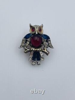 Trifari Alfred Philippe Vintage Owl Jelly Belly Small Mini Pin