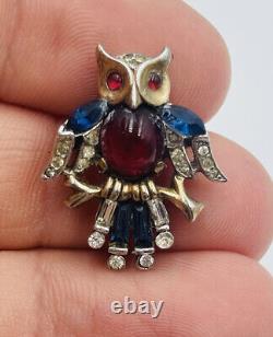 Trifari Alfred Philippe Vintage Owl Jelly Belly Small Mini Pin